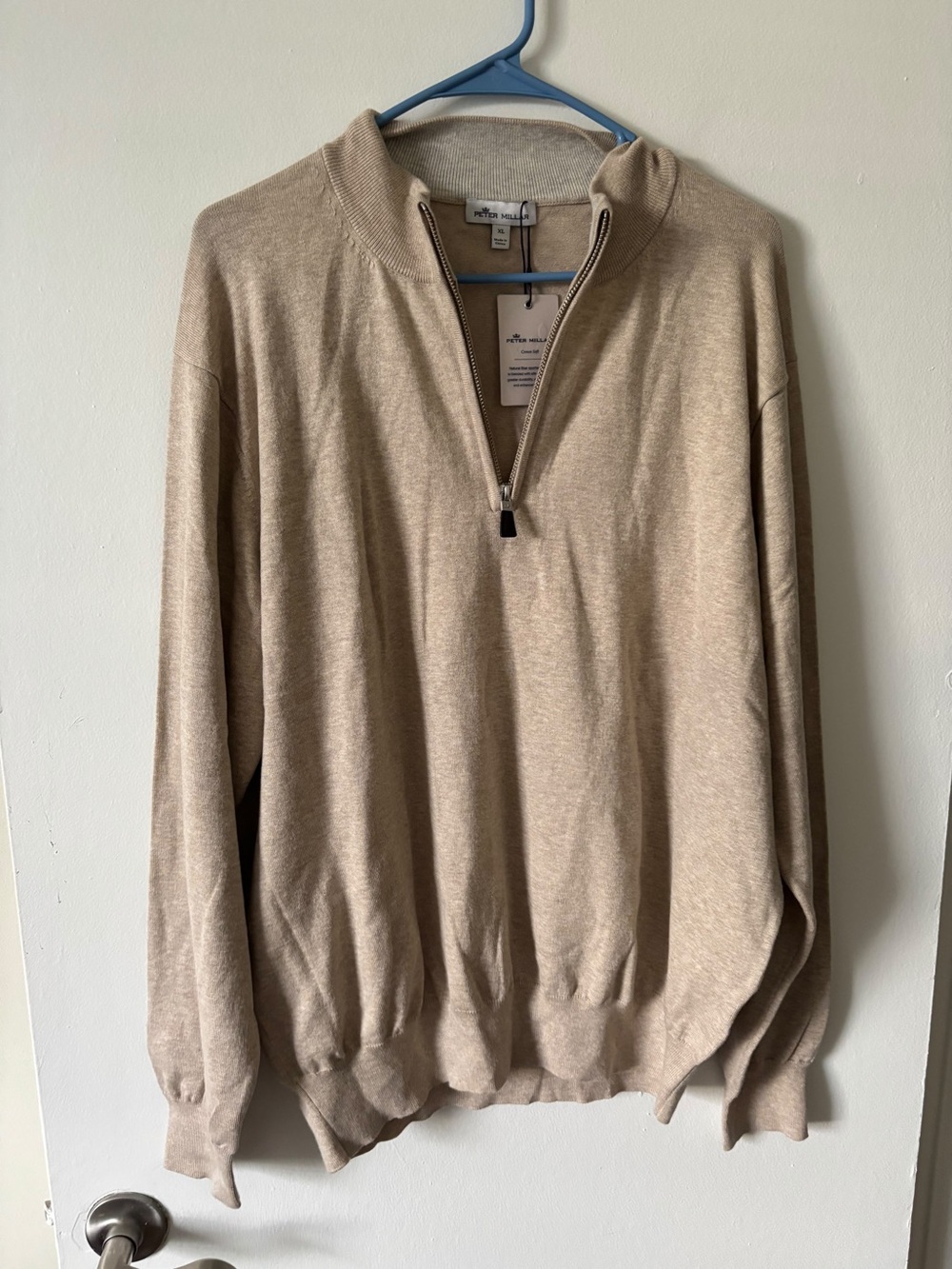 Peter Millar Men's Zip-Up Sweater in Tan